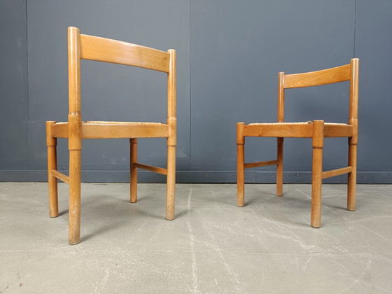 Image 1 of Italienische Esszimmerstühle aus Korbgeflecht, 1970er Jahre