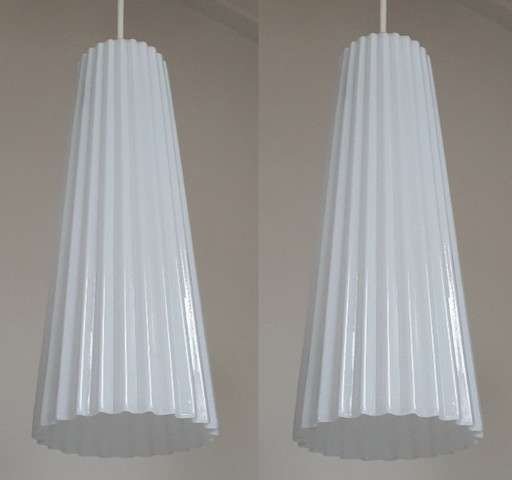 2x Lamp - TYP T0712 - Opaline glas plissé - Ikea / 365+ Lunta 11