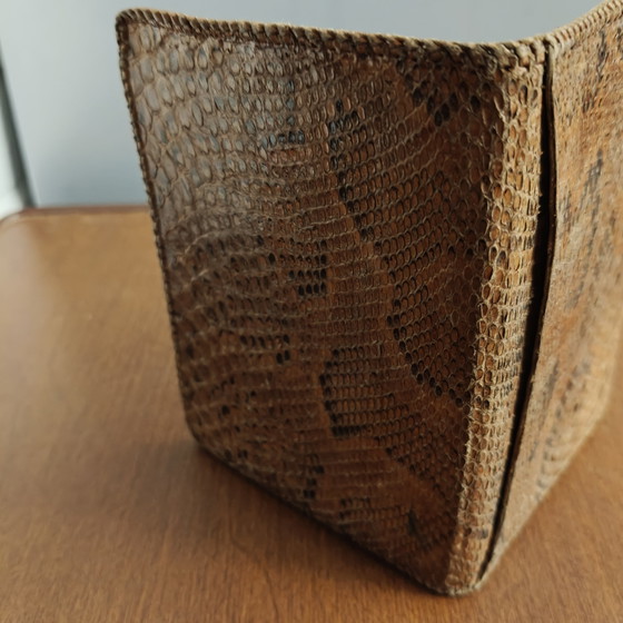 Vintage Genuine Python Snake Skin Wallet – Brown Leather Bifold – Gifts (photo 5 of 12)