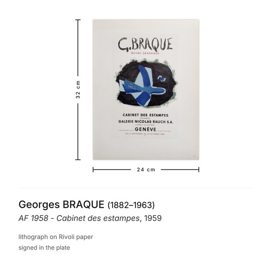 Image 1 of Georges BRAQUE AF 1958 - Litografía Cabinet des estampes 1959