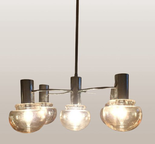 Vintage-Pendelleuchte von Gaetano Sciolari aus der Raumfahrtära – hanglampen, Glass, Metal (photo 2 of 5)