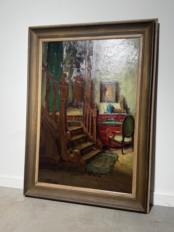 Richard Leutenez - Oil on Canvas - Interior with Staircase – Paintings & Drawings (photo 3 of 7)