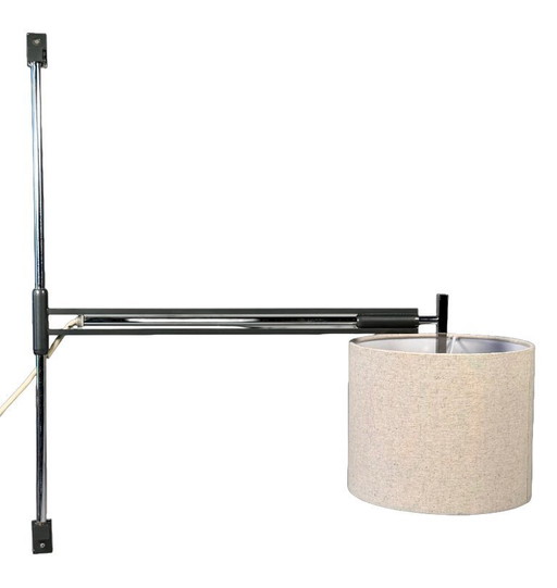 60er 70er Jahre Wandlampe Wall Sconce ausziehbar Metall Chrom Mid Century Design