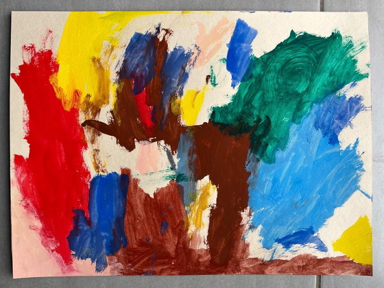 Image 1 of Abstracte gouache op 250g natuurpapier. Formaat 40x30cm.