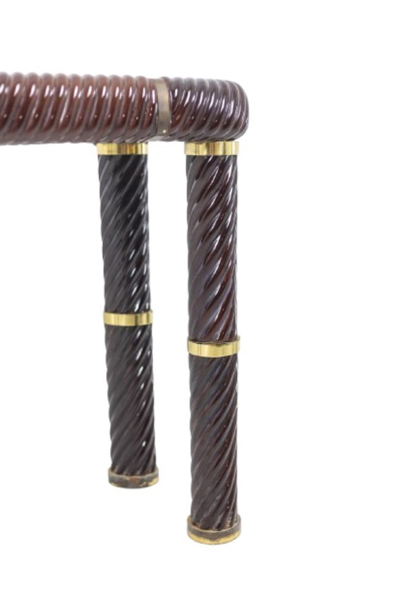 Image 1 of Tommaso Barbi. Keramische console met spiegelend blad. Italië, circa 1970