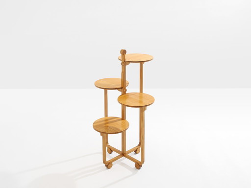 André Groult tafel met vier etages, esdoorn- en beukenhout, circa 1920.