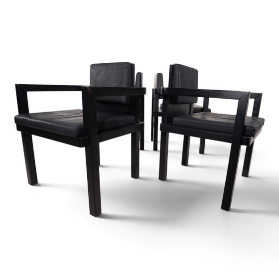 Set de 4 sillas de comedor/conferencia Tecta D51 de haya de Walter Gropius, 1923, Sillones, Madera, Cuero (foto 11 de 15)