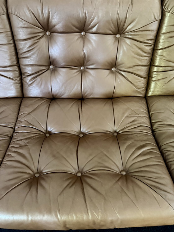 Image 1 of Ikea Borkum 3-zits fauteuil, origineel vintage uit de jaren 70, leer en chroom.