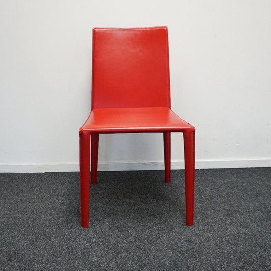 Image 1 of Arper Norma Design | Red Leather Chairs