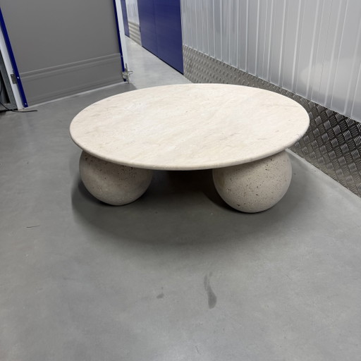 Beige travertine coffee table