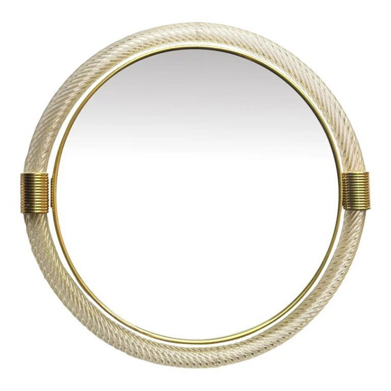 Image 1 of Venetiaanse ronde "Torgiglione-Torchon" Murano glazen wandspiegel in Barokke stijl