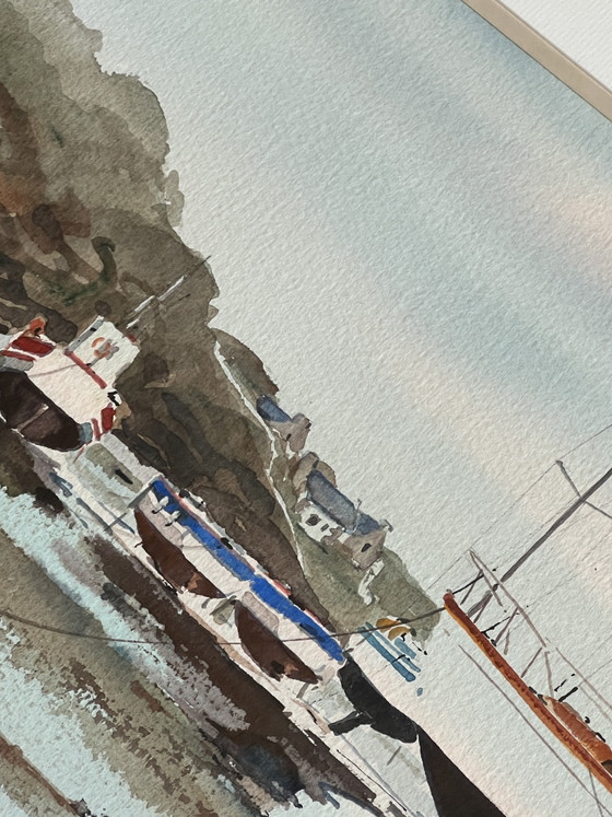 Hermosa acuarela original del renombrado artista marino francés Claude Le Boulzec. – Pinturas y dibujos (photo 8 of 12)
