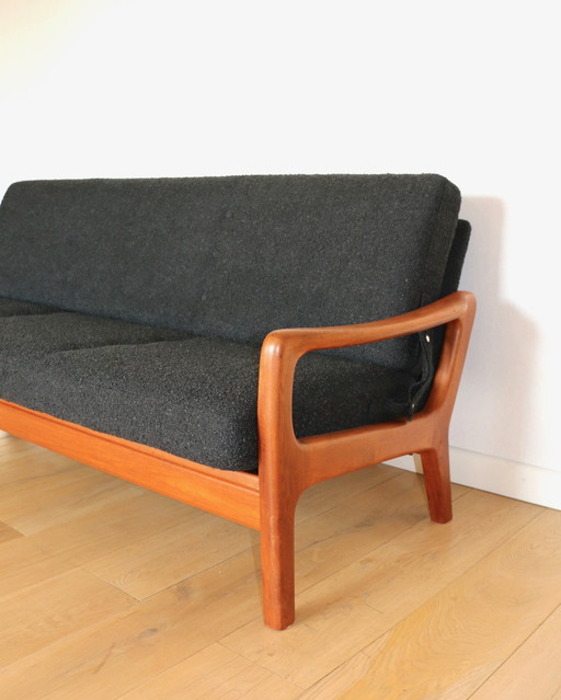 Vintage Danish Black Boucle Foldable Sofa