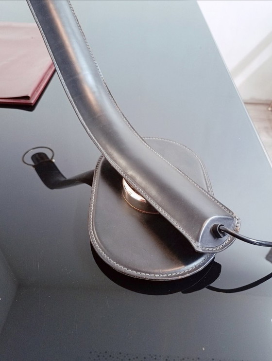 Image 1 of Cobra Leather Desk Lamp by Traso Milano 1988