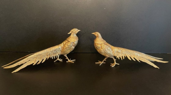 Image 1 of Pair of pheasants Maison Forrest * Hollywood Regency * Vintage 80s