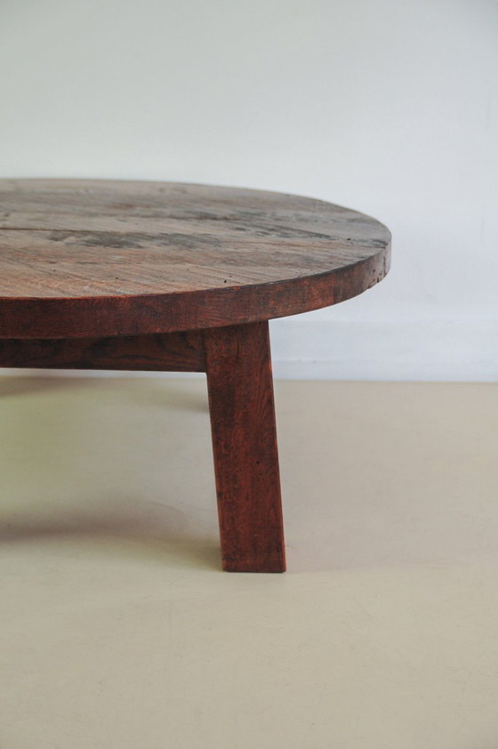 Image 1 of heavy round brutalist coffee table