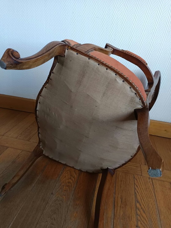 Louis XV terracotta and caning Armchair – Wood (photo 7 of 7)