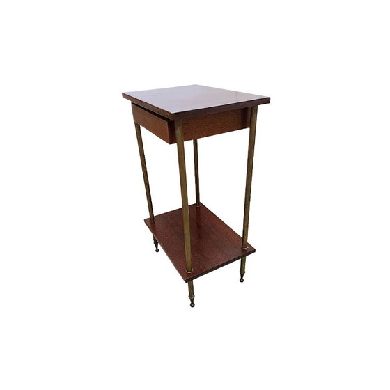 Frans Vintage Mid-Century Bijzettafeltje Met Lade, Jaren 50 – Wood (photo 2 of 7)