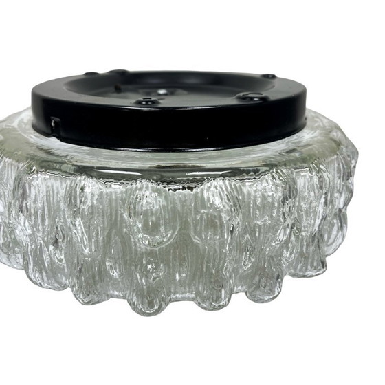 Image 1 of Lámpara de techo de cristal, aplique de pared RZB 32310 con motivo floral / Cristal de hielo, Alemania, década de 1970.