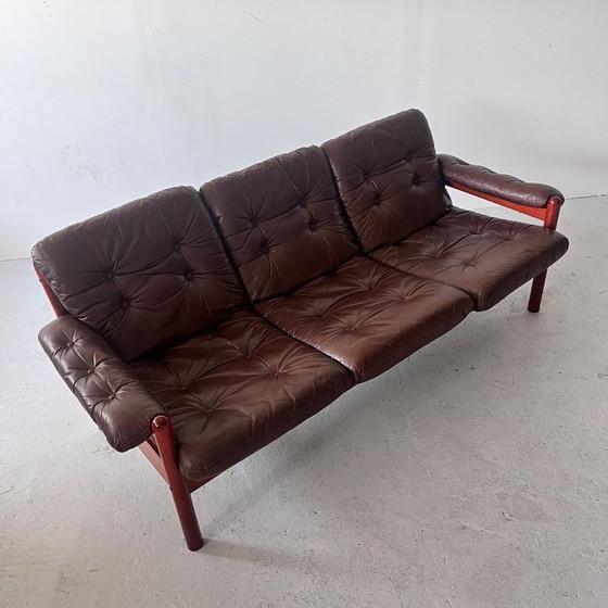Image 1 of Dreisitzer-Ledersofa, Schweden, 1970er Jahre