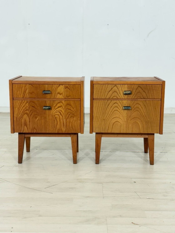 Image 1 of 2x Vintage nachtkastjes / Nachtkastjes in mid-century stijl / Vintage nachtkastjes