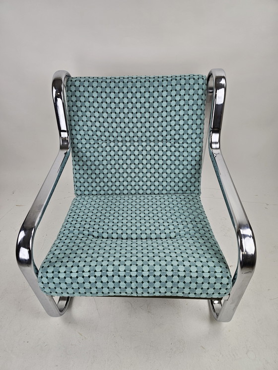 Image 1 of Set of 2 Italian chairs in chrome frame and completely reupholstered