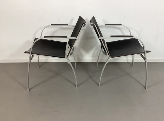 Image 1 of Set Van 2 Vintage Tord Björklund Easy Chairs Stoelen Leer Ikea 