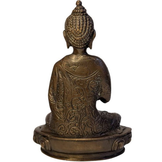 Antiek Bronzen Boeddhabeeld in Vitarka Mudra – 121 – Beeldhouwkunst (photo 5 of 9)
