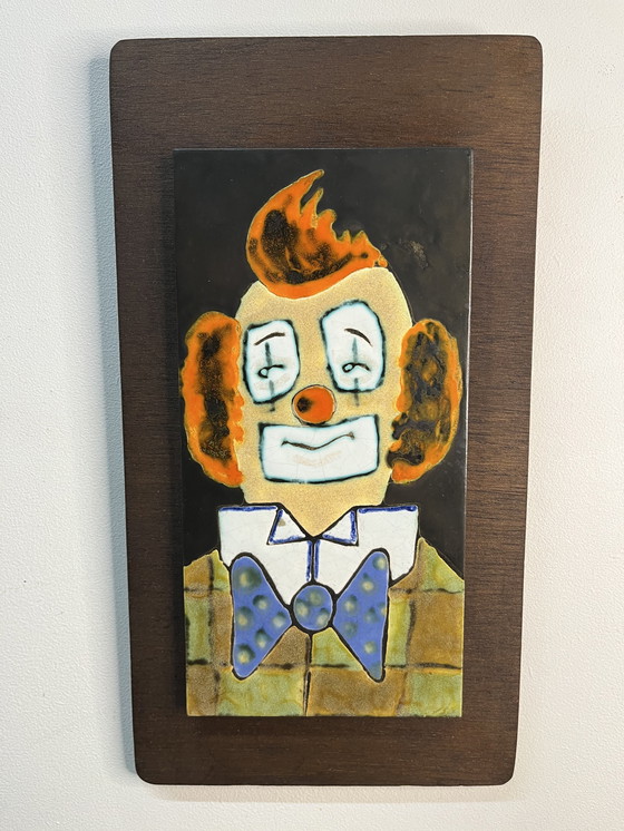 Image 1 of Decorazione murale in ceramica vintage raffigurante un clown 