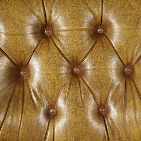Image 1 of Fauteuil Chesterfield vintage – cuir vert – années 1970