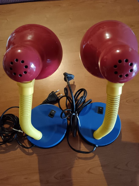 Lot de 2 lampes Seylumiere style Memphis, Métal, Plastique, Bleu (photo 2 sur 5)
