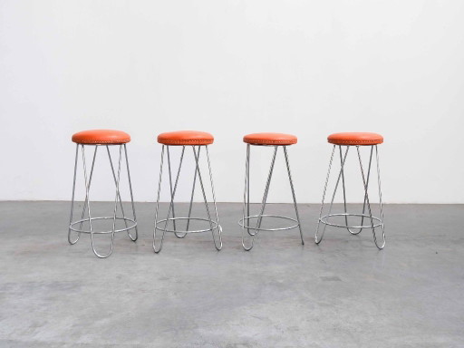 Vintage "STOLVIK" barkrukken set van 4, Bauhaus, Space Age, Mid-Century