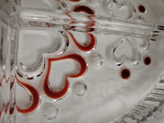 Image 1 of Ciotola per snack e piatto per torta vintage Walther Glas, decoro a cuore