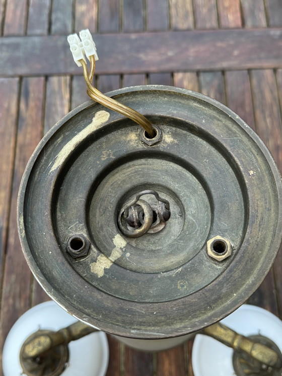 Image 1 of Rare Art Nouveau pendant lamp | 3 perfect original opal glass shades | 1905–1925