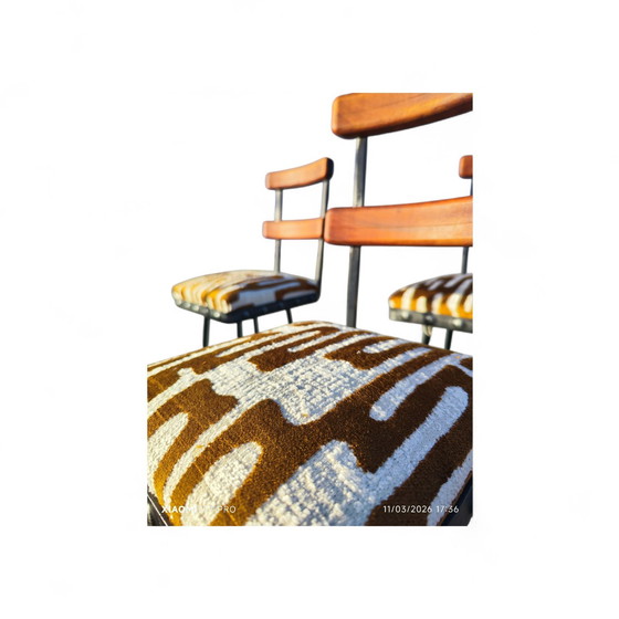 Image 1 of 6 1970s Brutalist Barstools in Steel and teak 