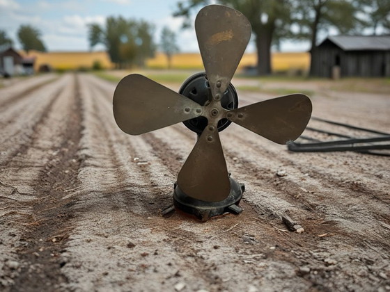 Image 1 of Vintage table fan by Ercole Marelli in black cast iron, 1940s