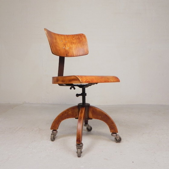 Sedia da ufficio Bauhaus, sedia da studio KRENZER, anni '30 – Sedie girevoli, Ghisa, Legno (photo 3 of 28)