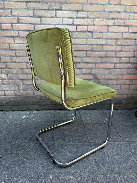 6 Chaises Vertes Zuiver Ridge Rib en Tissu Nervuré – Chaises de salle à manger, Chrome, Wood (photo 5 of 5)