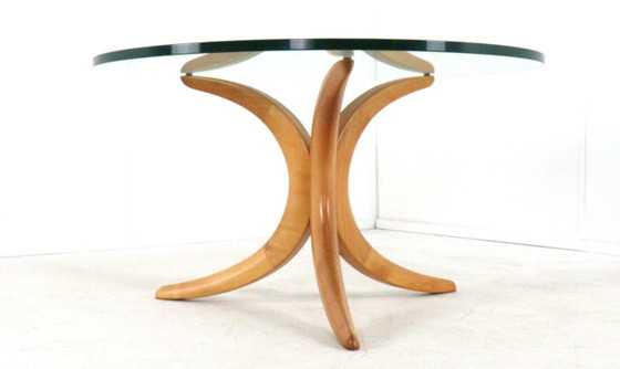 Image 1 of Table basse Alma Möbel avec pieds en forme de boomerang et plateau en verre, vintage
