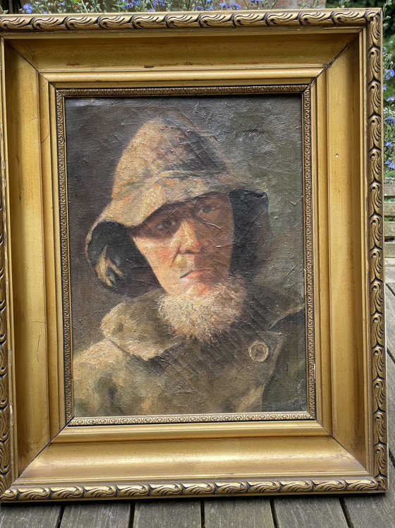 Image 1 of Urks fisherman, old oil on canvas, framed
