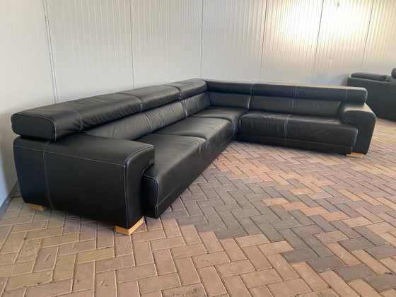 Image 1 of Callia Italia Black Leather Corner Sofa – Adjustable Headrests – Ultimate Comfort