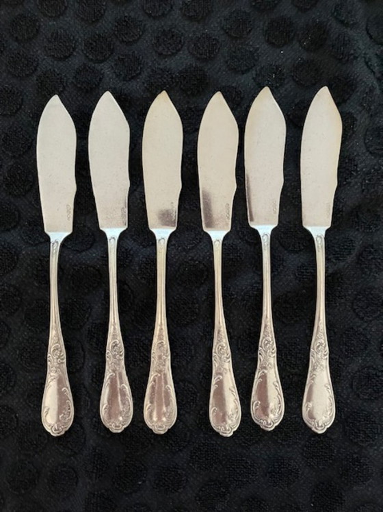 Image 1 of 6 juegos de cubiertos de pescado bañados en plata