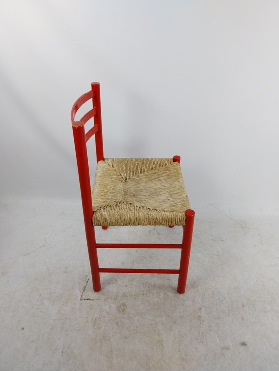 Image 1 of 2 x Rode Scandinavische Eetkamerstoelen 1960's
