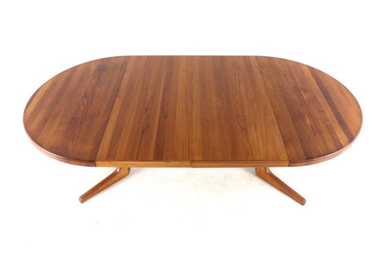 Round Danish 2x extendable solid teak dining table midcentury – Wood (photo 3 of 15)