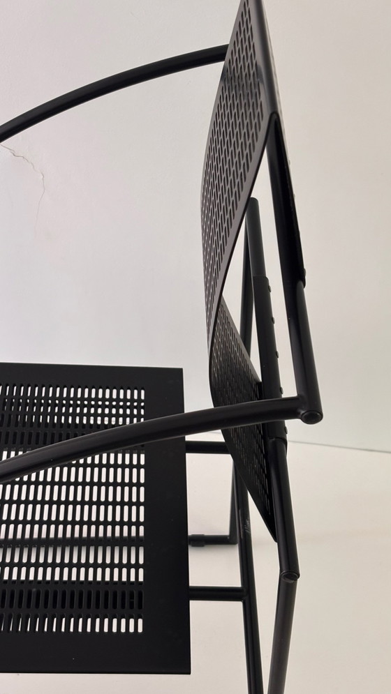 Chaise Quinta Mario Botta pour Alias 1985 Métal Tubulaire Laqué Noir Métal Perforé Hors Production Design (photo 8 of 15)