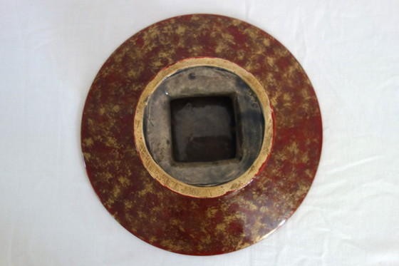 Image 1 of Louis Dage rode en vergulde fruitschaal uit de jaren 20/30