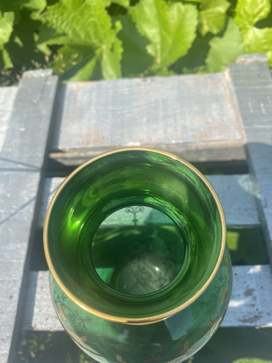 Image 1 of Vaso Murano émeraude et or