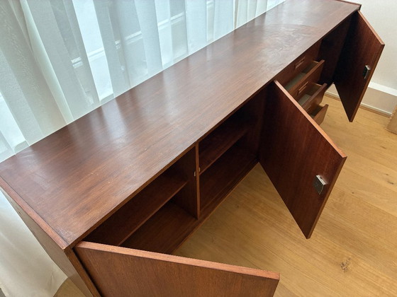 Vintage teak sideboard – sleek XL dresser, 208 cm – Wood (photo 11 of 12)