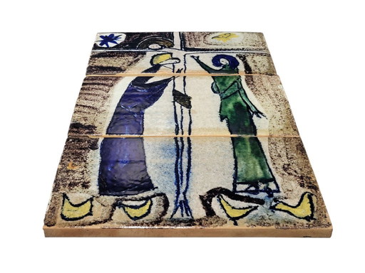 3 ceramic art tiles 1960