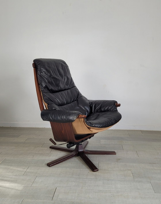 Image 1 of Göte Mobler 1960 Vintage Swivel Reclining Lounge Chair